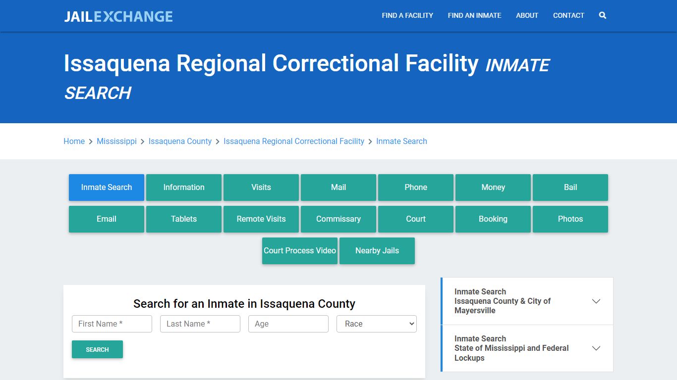 Issaquena Regional Correctional Facility Inmate Search