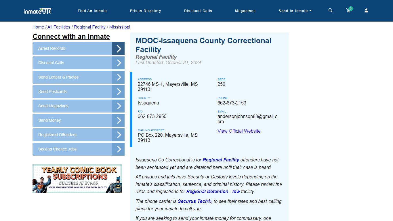 MDOC-Issaquena County Correctional Facility - Inmate Search