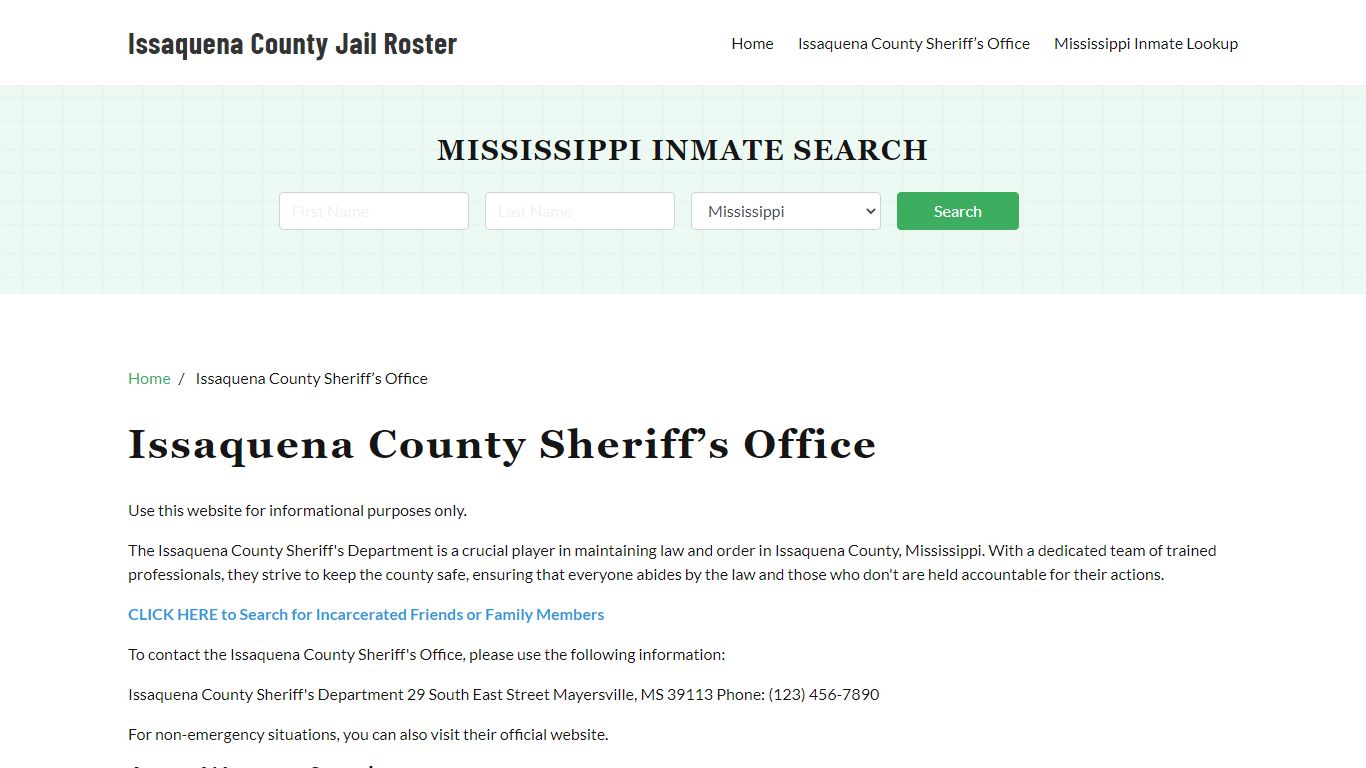 Issaquena County Sheriff Office, MS, Arrest Warrants Search